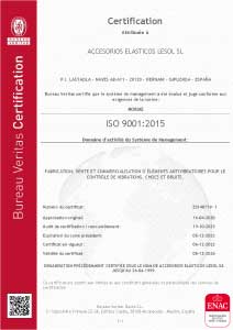 Certificat ISO9001-9015